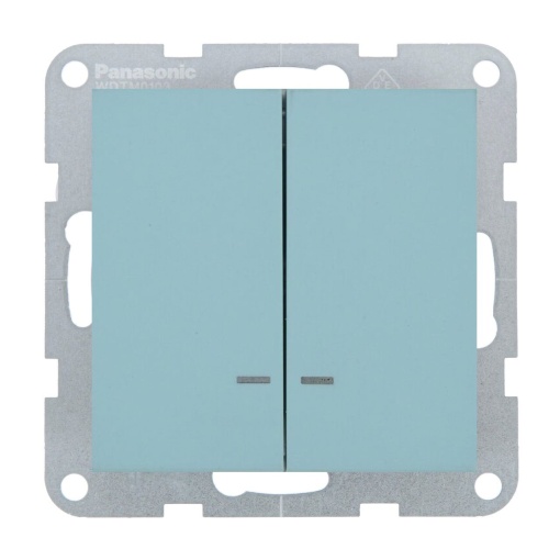 Intrerupator dublu cu led 10A, IP20, Turcoaz, Panasonic Karre Plus 55 Soft Touch