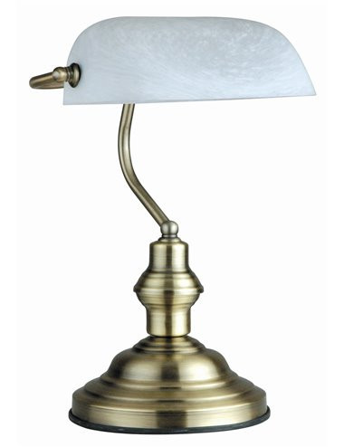 Lampa de birou 2492, cu intrerupator, 1xE27, alama+alba, IP20, Globo