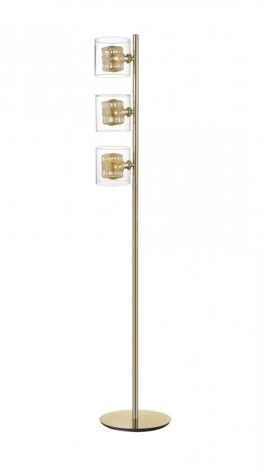 Lampadar KLASS PT3, metal, sticla, auriu, 3 becuri, dulie G9, 147002, Klausen
