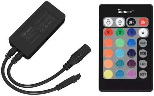 [Lichidare stoc]Controller si telecomanda RGB Smart Sonoff, 5-12V, 3A, compatibil eWeLink