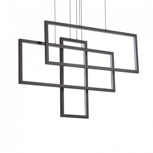 Pendul LED FRAME SP rectangular, metal, negru, 93W, 9600 lm, lumina calda (3000K), 269382, Ideal Lux