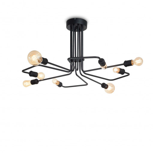 Plafoniera TRIUMPH, metal, negru, 8 becuri, dulie E27, 242378, Ideal Lux [1]- savelectro.ro