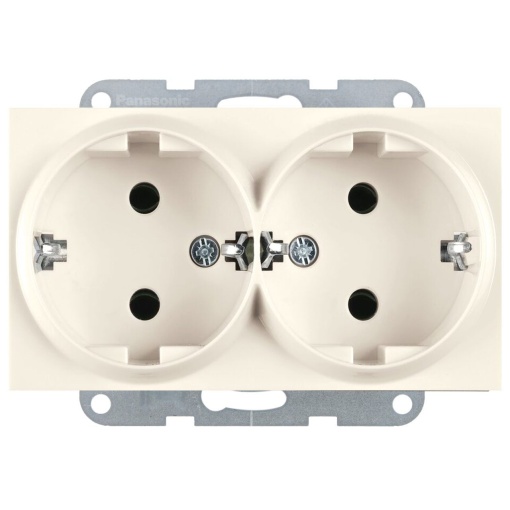 Priza dubla cu impamantare 16A, IP20, Bej, Panasonic Karre Plus 55