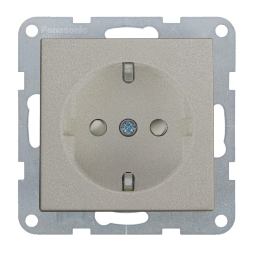 Priza simpla cu impamantare, protectie copii, 16A, IP20, Bronz, Panasonic Karre Plus 55