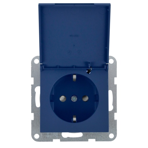 Priza simpla cu impamantare si capac, protectie copii, 16A, IP20, Ocean, Panasonic Karre Plus 55 Soft Touch