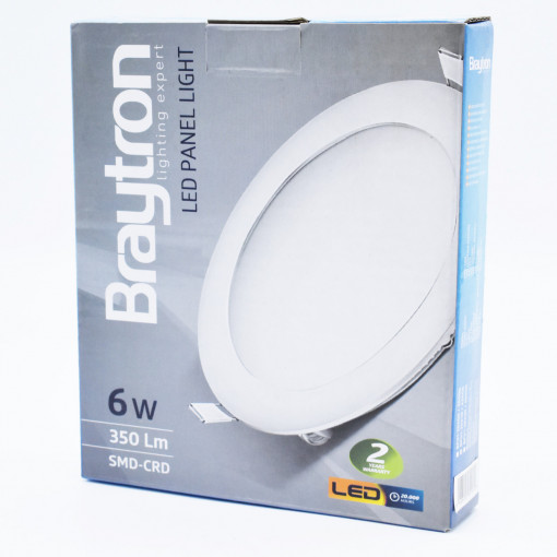 Spot LED BP01-30610, rotund, incastrat, 6W, 350lm, lumina neutra, IP20, alb, Braytron