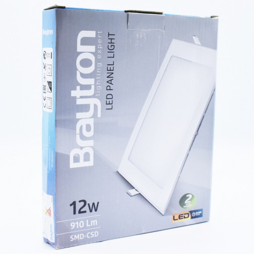 Spot LED BP02-31210, patrat, incastrat, 12W, 910lm, lumina neutra, IP20, alb, Braytron