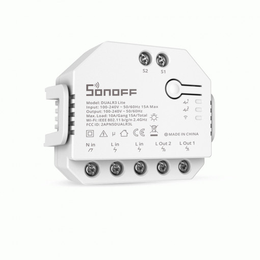 Switch Dual R3 Lite, 2 canale, control jaluzele, Sonoff