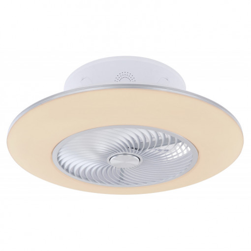 Ventilator de tavan ,metal alb, acril alb, metal argintiu, dimabil, funcție cu memorie, 03623, Globo