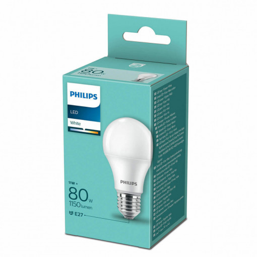 Bec LED Philips, E27, 11W(80W), 1150 lm, A++, lumina calda(3000 K)