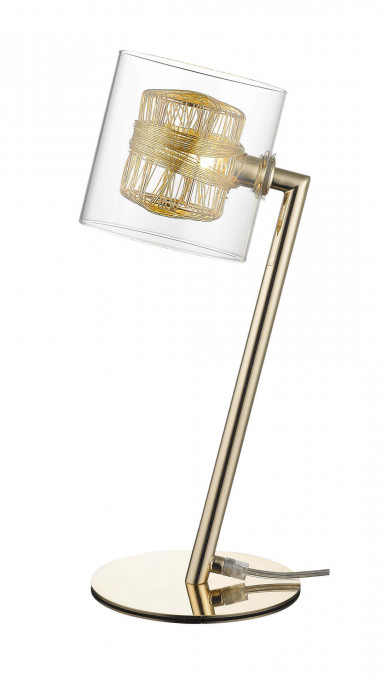 Lampa de birou KLASS TL1, metal, sticla, auriu, 1 bec, dulie G9, 148002, Klausen
