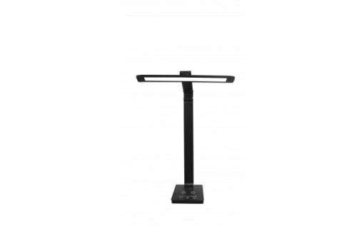 Lampa de birou LED Optonica, 7W, lumina calda/neutra/rece (3000-6000 K), neagra, USB, incarcare wireless, dimabila