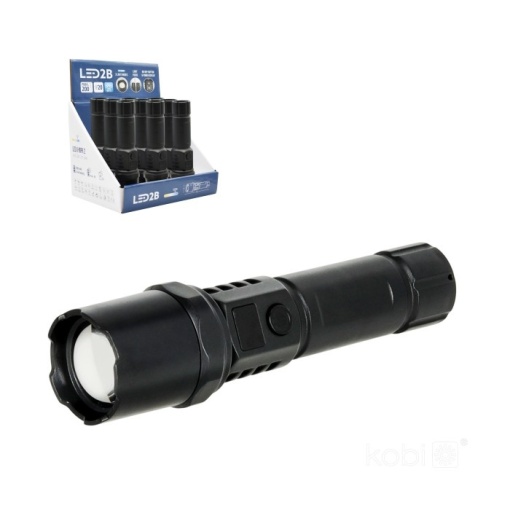 Lanterna LED X-MPR 2, lumina rece (6000 K), focalizare, afisaj baterie, acumulator, neagra, Kobi