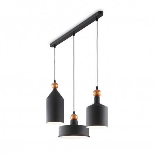 Lustra Triade 194677, 3xE27, neagra+aurie, IP20, Ideal Lux