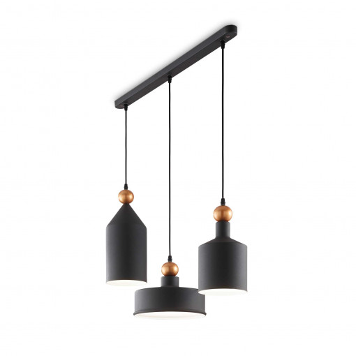 Lustra TRIADE, metal, negru, auriu, 3 becuri, dulie E27, 194677, Ideal Lux [1]- savelectro.ro