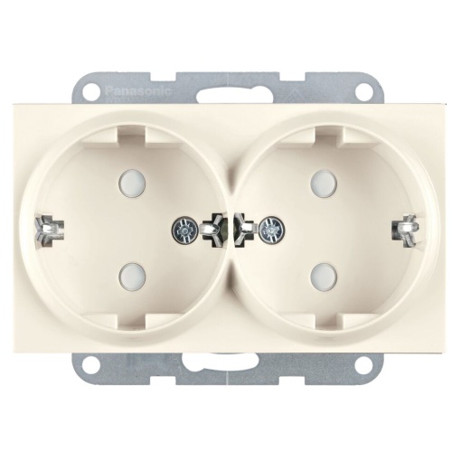 Priza dubla cu impamantare, protectie copii, 16A, IP20, Bej, Panasonic Karre Plus 55