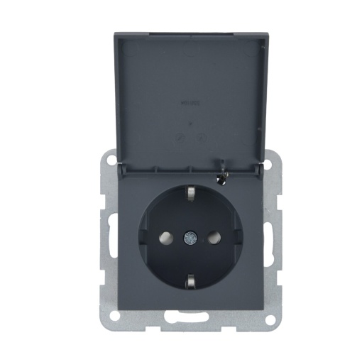 Priza simpla cu impamantare si capac, protectie copii, 16A, IP20, Night, Panasonic Karre Plus 55 Soft Touch [1]- savelectro.ro