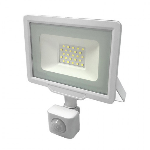 Proiector led 20W cu senzor , 1600lm, IP65, lumina rece 6000K, alb, Optonica