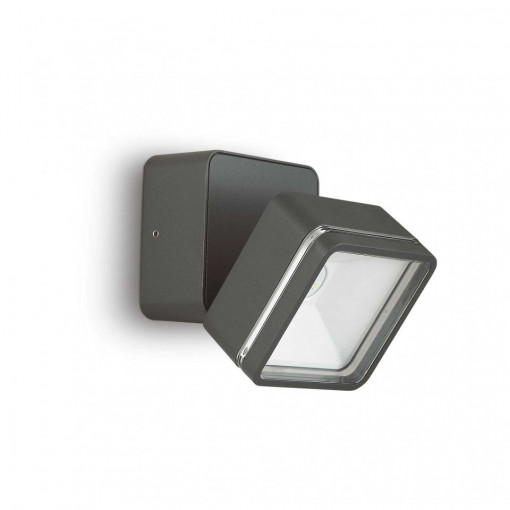 Spot de exterior LED OMEGA AP patrat, sticla, antracit, 7W, 650 lm, lumina neutra (4000K), 285511, Ideal Lux