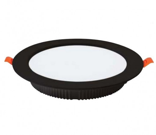 Spot LED 016-048-0008, rotund, incastrat, 8W, 750lm, lumina rece, IP20, negru, Horoz Electric