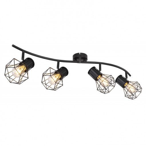 Spot Priska 54017-4, orientabil, 4xE27, negru, IP20, Globo Lighting