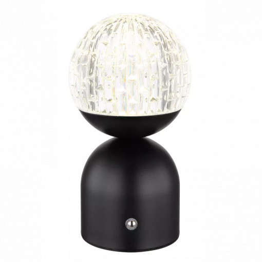Veioza LED Julsy 21007S, cu intrerupator touch, 2.5W, 173lm, lumina calda, neutra, rece, neagra+ transparenta, IP20, Globo