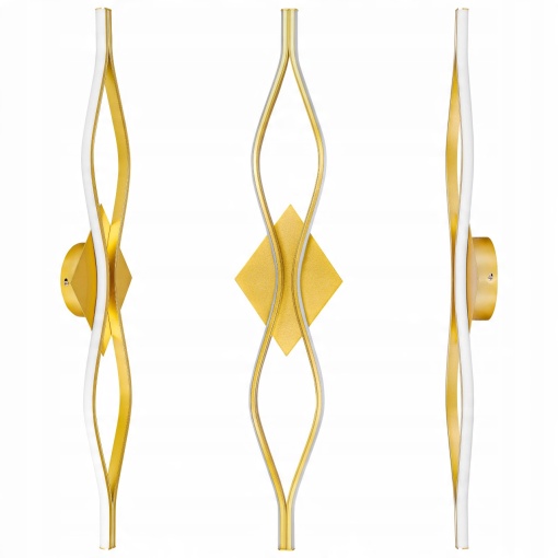 Aplica de perete LED Bramis, design ondulat, 22W, 78cm, lumina neutra (4000 K), aurie, Masterled
