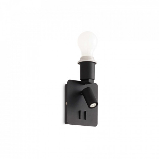 Aplica LED GEA MAP2 patrat, negru, 2 becuri, dulie E27, 3W, 200 lm, lumina calda (3000K), 239545, Ideal Lux