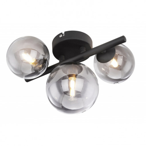 Aplica metal negru, sticla fumurie, sticla, 3 becuri, dulie G9, 80lm, lumina calda (3000K), 56133-3W, Globo