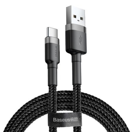 Cablu USB-C, 2A, 2m, gri-negru, Baseus