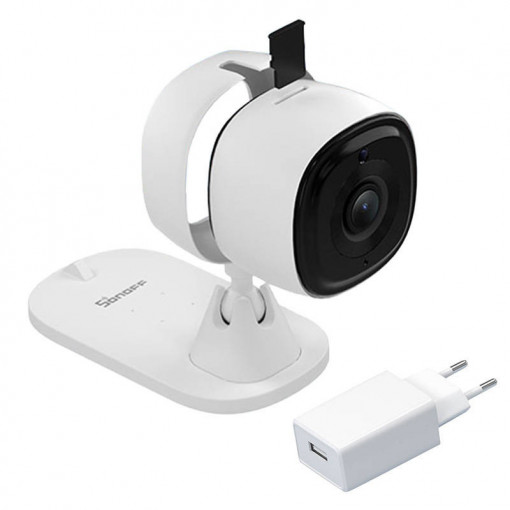 Camera de supraveghere WIFI 1080p Full HD, pentru interior, microfon dublu sens, adaptor inclus, Sonoff