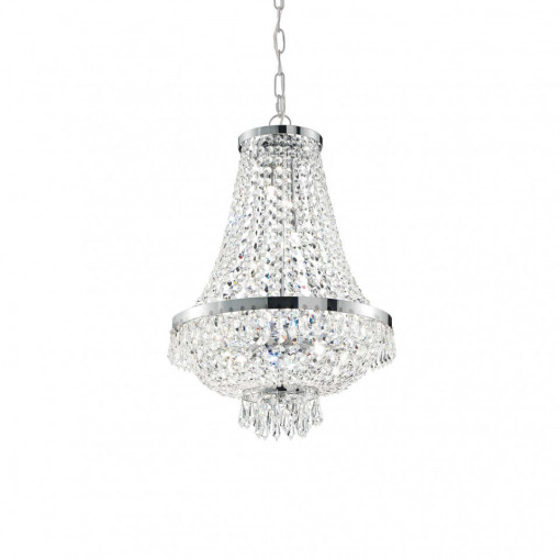 Candelabru CAESAR SP9, metal, cristale, crom, 9 becuri, dulie G9, 041827, Ideal Lux
