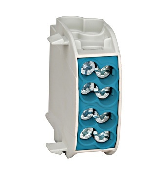 Clemă derivaţie, 25mmp, 1P, 4 pct conectare, albastru