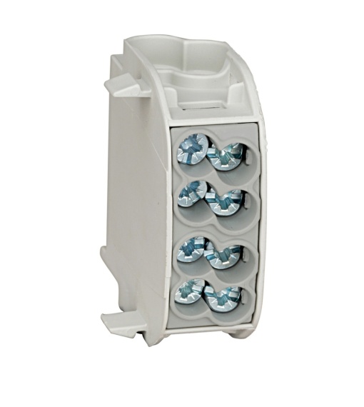 Clemă derivaţie, 25mmp, 1P, 4 pct conectare, gri