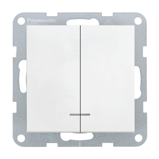 Intrerupator dublu cu led 10A, IP20, Alb, Panasonic Karre Plus 55