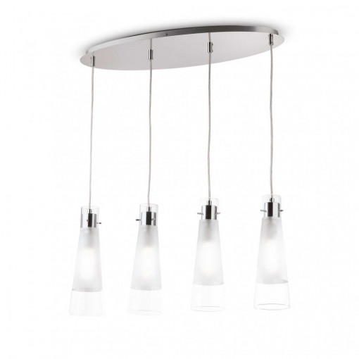 Lustra Kuky 023038, 4xE27, transparenta+crom, IP20, Ideal Lux