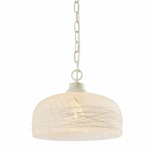 Pendul Grass, 1 bec, dulie E27, alba, metal, sticla, Klausen [1]- savelectro.ro