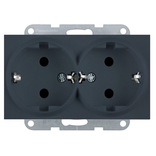 Priza dubla cu impamantare 16A, IP20, Night, Panasonic Karre Plus 55 Soft Touch [1]- savelectro.ro