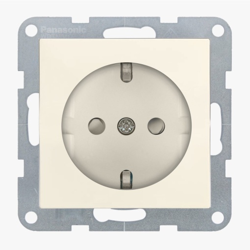 Priza simpla cu impamantare, protectie copii, 16A, IP20, Bej, Panasonic Karre Plus 55