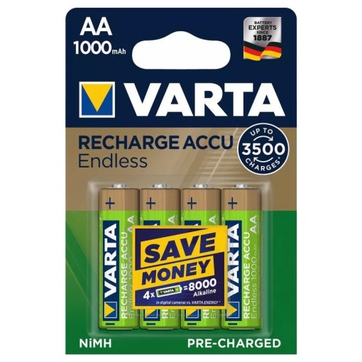 Set 4 acumulatori preincarcati R6 AA Varta, capacitate 1000mAh