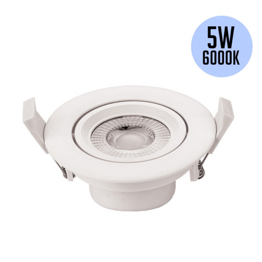 Spot LED 3264-OP, rotund, incastrat, orientabil, 5W, 375lm, lumina rece, IP20, alb, Optonica