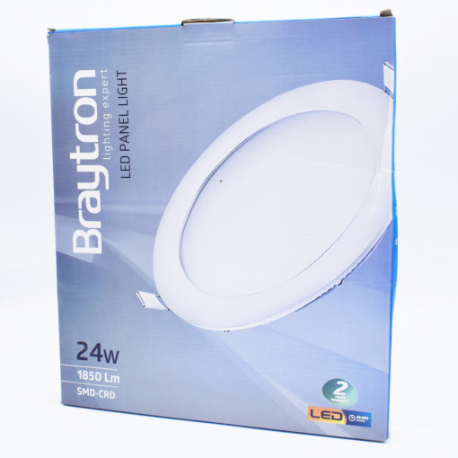 Spot LED BP01-32400, rotund, incastrat 24W, 1850lm, lumina calda, IP20, alb, Braytron