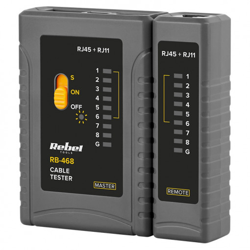 Tester cabluri RJ11, RJ12, RJ45, Rebel Tools