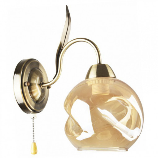 Aplica Crinkle, 1 bec, dulie E27, cu intrerupator, bronz, transparenta, metal, sticla, Klausen