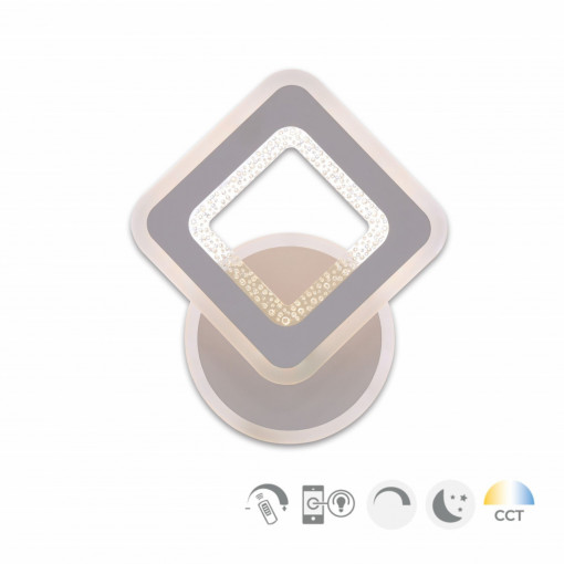 Aplica LED Smart Trigos, 31 W, 2700 lm, temperatura de culoare ajustabila (3000-6500K), alba, dimabila, cu telecomanda, Klausen