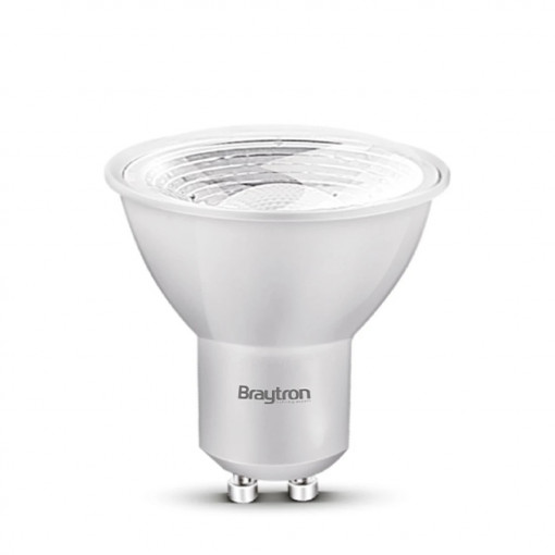 Bec LED GU10 5W(50W) Braytron, 380 lm, lumina calda (3000K), clasa energetica F