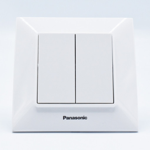 Intrerupator dublu, 10A, IP20, Alb, Panasonic Arkedia Slim