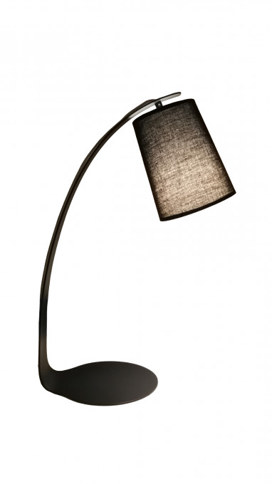 Lampa de birou GALLANT TL1, metal, textil, negru, maro, 1 bec, dulie E27, 108008, Klausen