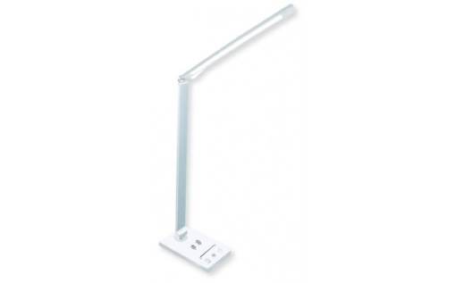 Lampa de birou LED Optonica, 5W, lumina calda/neutra/rece (3000-6000K), alba, USB, incarcare wireless, dimabila