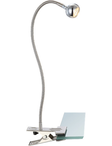 Lampa de birou LED Serpent 24109K, cu intrerupator, clema, 6W, 450lm, lumina calda, crom, IP20, Glob